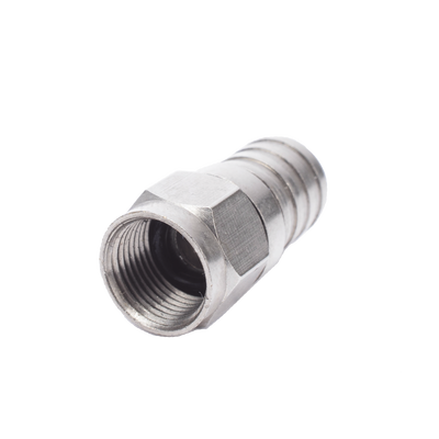Conector F Macho, 75 Ohm, Plegable Para Cable Rg-6/u Sin Pin, Niquel/polietileno.