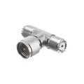 Adaptador En T De Conector Mini-uhf Macho A Doble Mini-uhf Hembra, Níquel/ Plata/ Teflón.