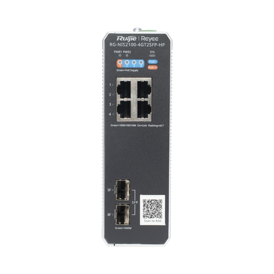 Switch Industrial PoE hasta , Ideal para temperaturas Extremas y protección contra descargas, 1 x PoE++ Port, 3 x PoE+ Ports, and 2 x SFP Uplink Ports