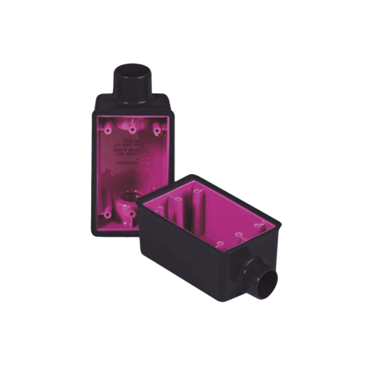 Caja Rectangular de 3/4" / Con Recubrimiento exterior de  PVC e interior Purpura.