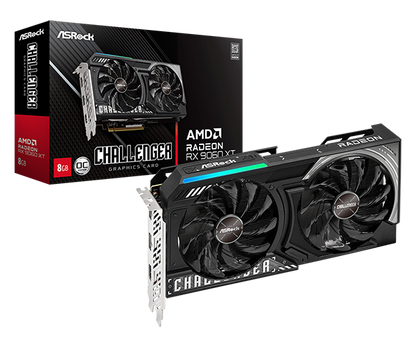 Tarjeta De Video Asrock Amd Radeon Rx 9060 Xt Challenger Oc/8gb Gddr6/pcie 5.0 X 16/128 Bits/boost Clock 3290 Mhz/dual Fan Con Indicador Led/1 Hdmi 2.1/2 Displayport 2.1/resolucion Max 8k