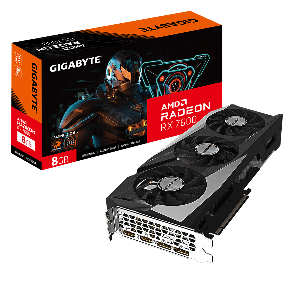 Tarjeta De Video Gigabyte Amd Radeon Rx 7600 Gaming Oc 8g Pcie 4.0 8 Gb/gddr6x/256 Bit/gama Alta