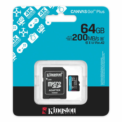 Memoria Flash Micro Sd Kingston Sdxc Canvas Go Plus 64gb 200mb/s Uhs-i U3 V30 C/adaptador (sdcg4/64gb)