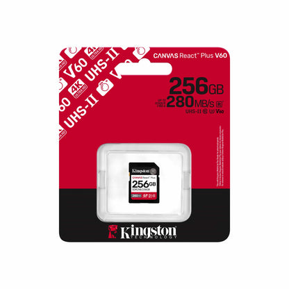 Memoria Flash Sd Kingston Sdxc Canvas React Plus 256gb 280r/150w Uhs-ii U3 V60 Sdr2v6/256gb