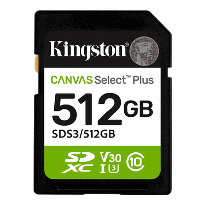 Memoria Flash Sd Kingston Sdxc Canvas Select 512gb 150mb/s C10 Uhs-i U3 V30 (sds3/512gb)