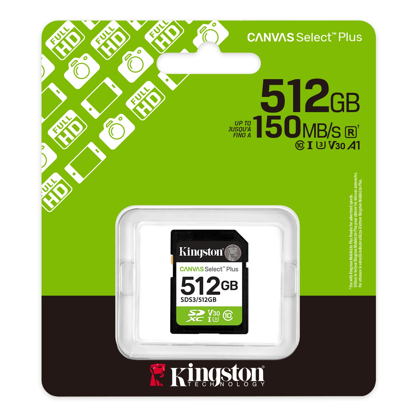 Memoria Flash Sd Kingston Sdxc Canvas Select 512gb 150mb/s C10 Uhs-i U3 V30 (sds3/512gb)