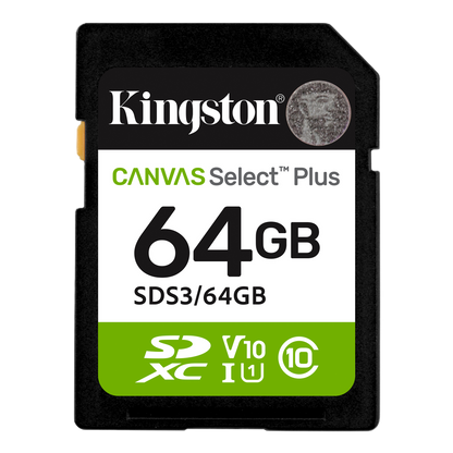 Memoria Flash Sd Kingston Sdxc Canvas Select 64gb 100mb/s C10 Uhs-i U1 V10 (sds3/64gb)