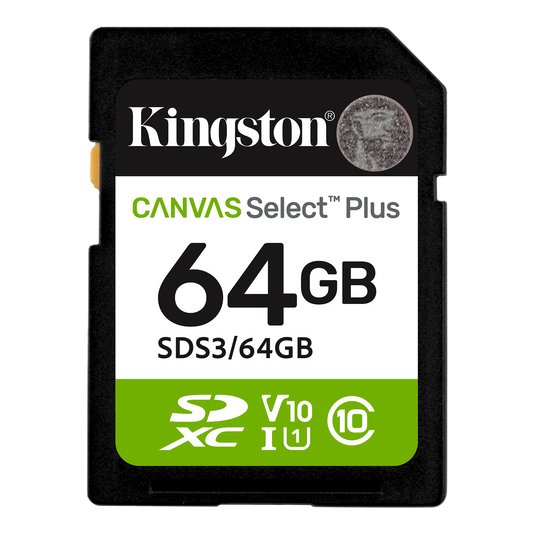 Memoria Flash Sd Kingston Sdxc Canvas Select 64gb 100mb/s C10 Uhs-i U1 V10 (sds3/64gb)