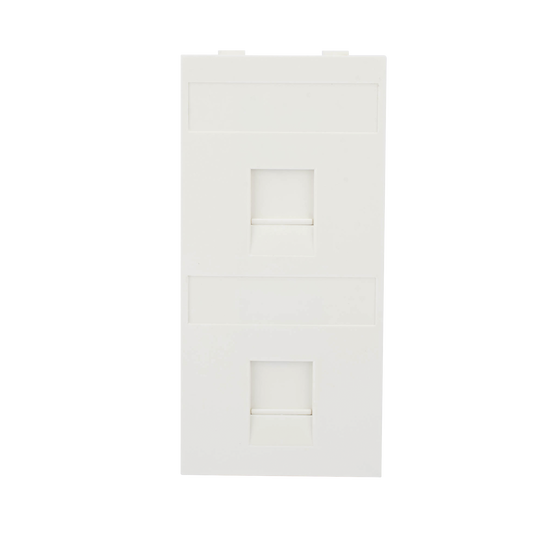 Placa Plana de Voz y Datos con Guardapolvo para 2 RJ45 / Color Blanco / 2 Puertos para Jacks Keystone / Compatible con Cajas de Pavimento SM-CPAV-2 y SM-CPAV-4 / Modelo S76B/9