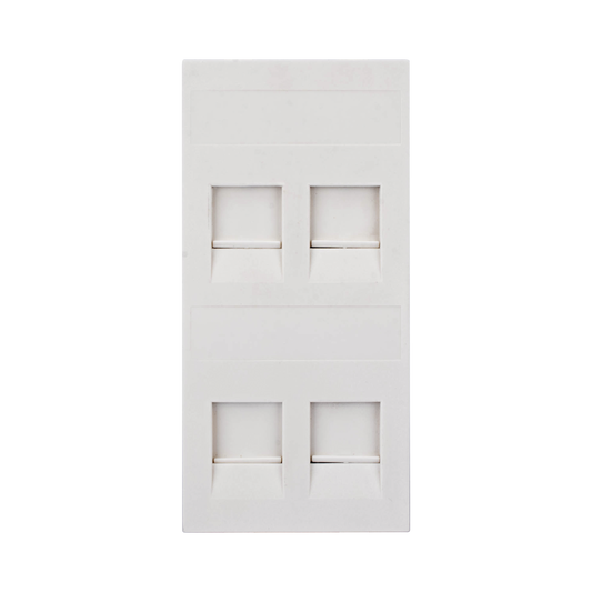 Placa Plana de Voz y Datos con Guardapolvo para 4 RJ45 / Color Blanco / 4 Puertos para Jacks Keystone / Compatible con Cajas de Pavimento SM-CPAV-2 y SM-CPAV-4 / Modelo S76C/9