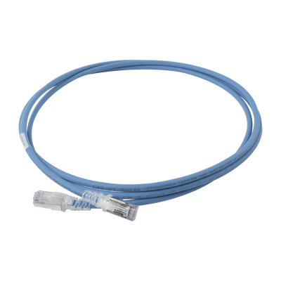 Patch Cord Skinny Cat6a Blindado S/ftp, 2.13 Metros (7 Pies), Diámetro Reducido 28 Awg, Color Azul