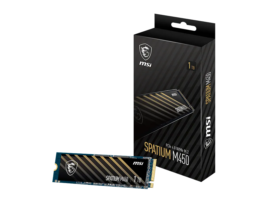 Unidad De Estado Solido Ssd Interno Msi Spatium M450 1tb M.2 2280 Pcie Gen4x4, Nvme 1.4 Lec 3600 / Esc 300 Mb/s Spatium M450 Pcie 4.0 Nvme M.2 1tb