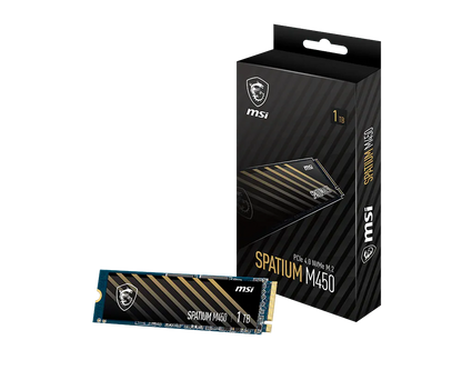 Unidad De Estado Solido Ssd Interno Msi Spatium M450 1tb M.2 2280 Pcie Gen4x4, Nvme 1.4 Lec 3600 / Esc 300 Mb/s Spatium M450 Pcie 4.0 Nvme M.2 1tb