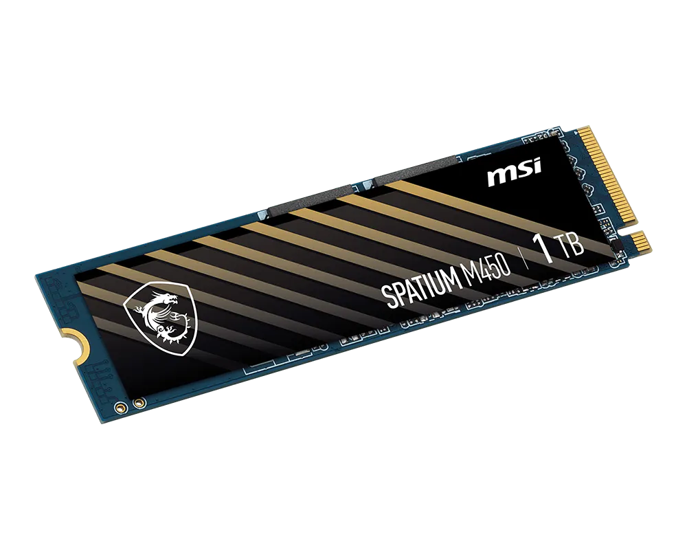 Unidad De Estado Solido Ssd Interno Msi Spatium M450 1tb M.2 2280 Pcie Gen4x4, Nvme 1.4 Lec 3600 / Esc 300 Mb/s Spatium M450 Pcie 4.0 Nvme M.2 1tb