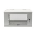 Gabinete de Pared de 6U con Puerta Perforada, 455 mm de Profundidad Total, Rack de 19'', Acero Reforzado Color Gris Mate