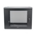 Gabinete de Pared de 9U con Puerta Perforada, 455 mm de Profundidad, Rack de 19'', Acero Reforzado Color Negro.