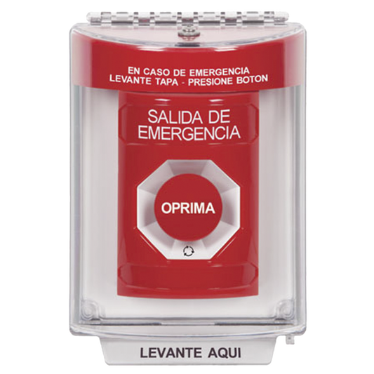 Botón Multipropósito, Salida De Emergencia, Girar Para Reset, Bocina Integrada, Español, Cubierta De Policarbonato, 2 Relevadores NO/NC, Interior/exterior