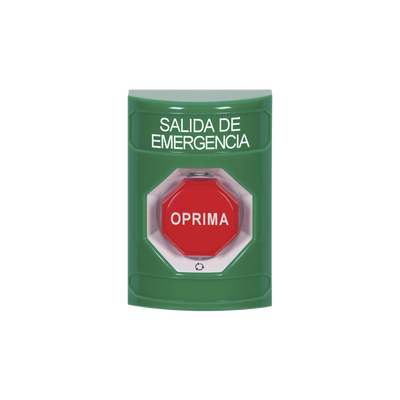 Botón De Salida De Emergencia , Texto En Español,  Acción Mantenida, Girar Para Restablecer, Led De Iluminación