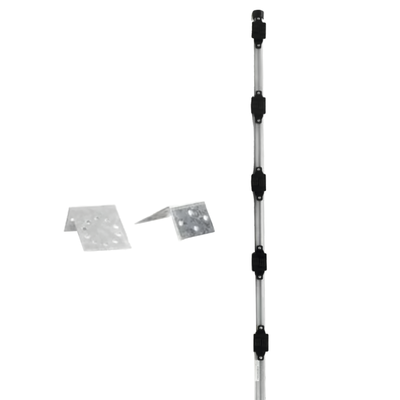 Poste Con Altura De 1m Para Cercos Eléctricos/ Incluye Base Multiposicion Fabricado 100% Con Acero Galvanizado Con 5 Aisladores De Paso