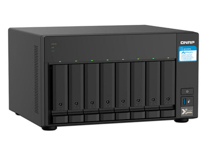 Nas Qnap Ts-832px-4g/ 8 Bahias Sata Hdd De 3,5/ Nucleo Cuadruple 1.7ghz/4gb Ddr4 Sodimm Ampliable A 16gb/2 Pto 2,5 Gbe /2 Pto 10 Gbe /usb 3.2 X3/ Hotswap/ No Incluye Discos/ Hasta 144tb