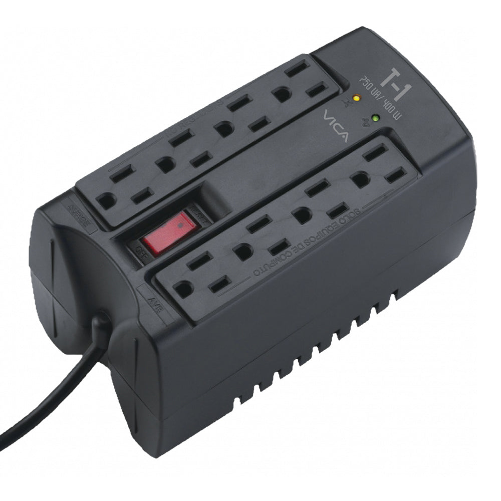 Regulador Electronico De Voltaje Vica T1 750va 400watts 8 Nema 5-15r (4/4), 3 AÑos De Garantia