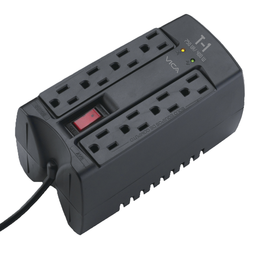 Regulador Electronico De Voltaje Vica T1 750va 400watts 8 Nema 5-15r (4/4), 3 AÑos De Garantia