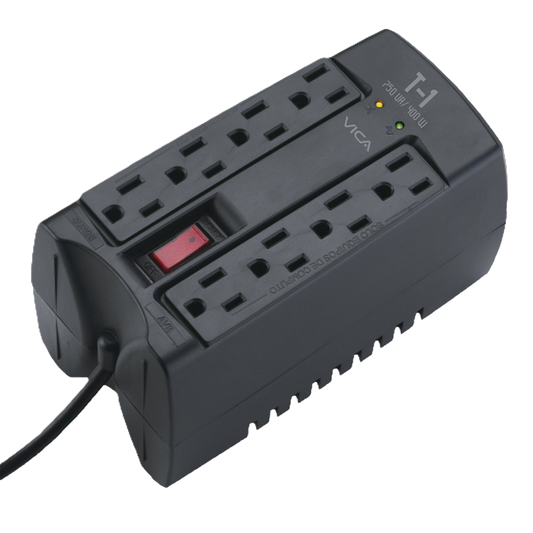 Regulador Electronico De Voltaje Vica T1 750va 400watts 8 Nema 5-15r (4/4), 3 AÑos De Garantia