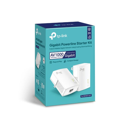 Adaptador Powerline | Tp-link | Tl-pa7017|  Kit 2 Pzas Alambrico A 1000mbps Con 1 Rj45 10/100/1000 Soporta Hasta 300m De Cable | Sustituye A Tl-pa4010 Kit