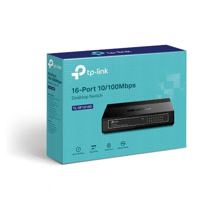 Switch | Tp-link | Tl-sf1016d | 16 Puertos Rj45 10/100 Mbps | No Administrable | Para Escritorio