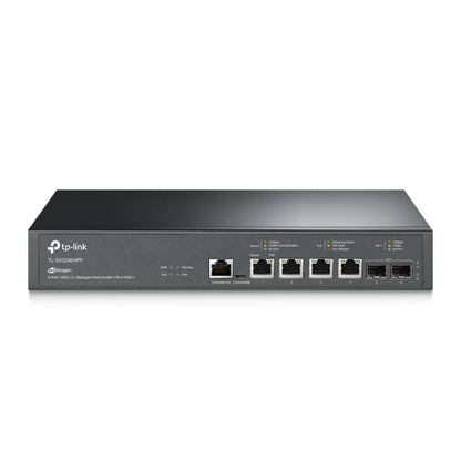 Switch L2+ Poe++ Omada 6 Puertos 10g / 4 Puertos 802.3 Af/at/bt  Multi-gigabit  1g, 2.5g, 5g, 10g / 2 Puertos Sfp+ 10g / Multicast Igmp / Adminstración Centralizada Omada O Stand-alone / Presupuesto Poe 200w / Montaje Rack-escritorio