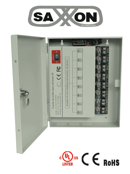Fuentes De Energia/saxxon/psu1213d8h/fuente De Poder Profesional De 11 A 15 Vcd/ 13 Amperes/ Para 8 Camaras Hasta 4k/ 1.6 Amperes Por Canal/ Proteccin Contra Sobrecargas/ Filtro De Ruido Por Canal/