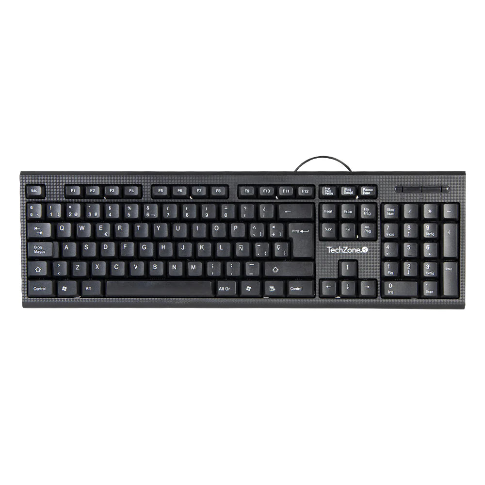 Teclado Techzone Tz16tec01-ala Alambrico Standard Usb Ergonomico Negro
