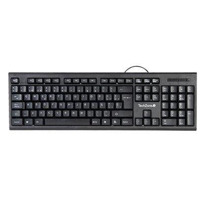 Teclado Techzone Tz16tec01-ala Alambrico Standard Usb Ergonomico Negro
