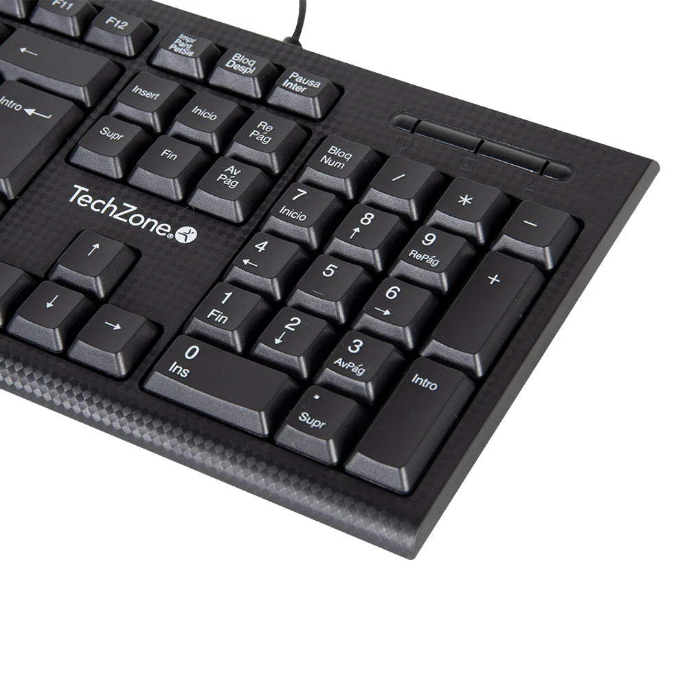 Teclado Techzone Tz16tec01-ala Alambrico Standard Usb Ergonomico Negro