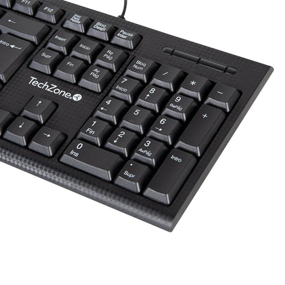 Teclado Techzone Tz16tec01-ala Alambrico Standard Usb Ergonomico Negro