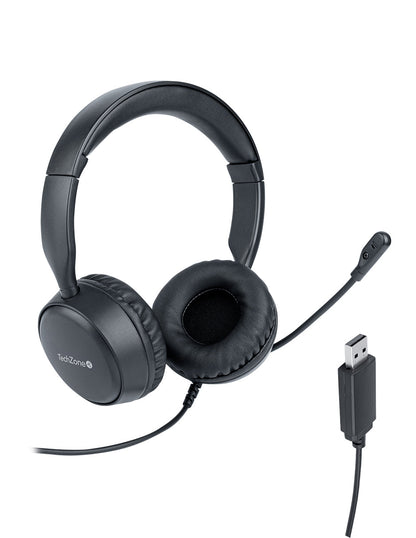Diadema Techzone Tzacdii02 Alambrica Usb Sonido Estereo Manos Libres Negro