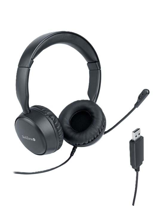 Diadema Techzone Tzacdii02 Alambrica Usb Sonido Estereo Manos Libres Negro