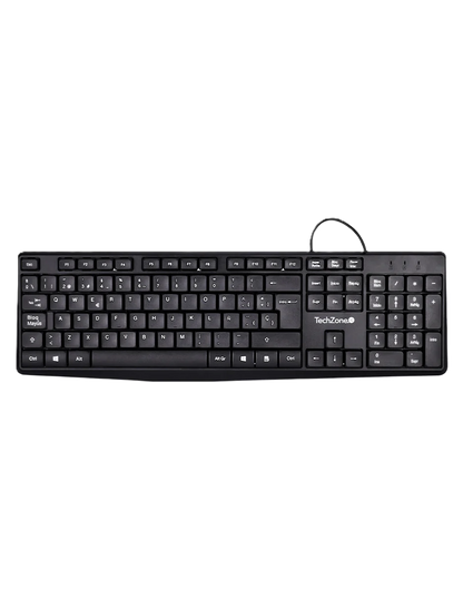 Teclado Techzone Tzactca04 Alambrico Standard Usb Ergonomico Negro
