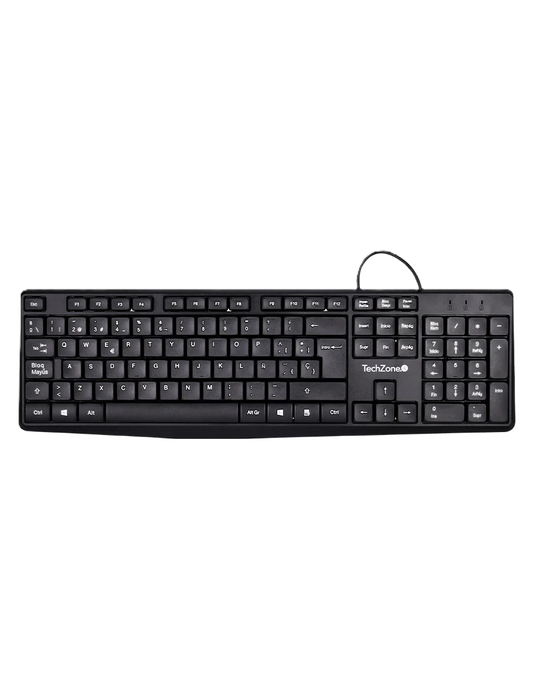 Teclado Techzone Tzactca04 Alambrico Standard Usb Ergonomico Negro
