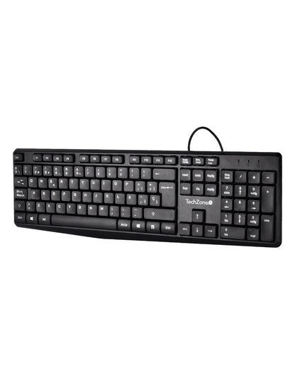 Teclado Techzone Tzactca04 Alambrico Standard Usb Ergonomico Negro