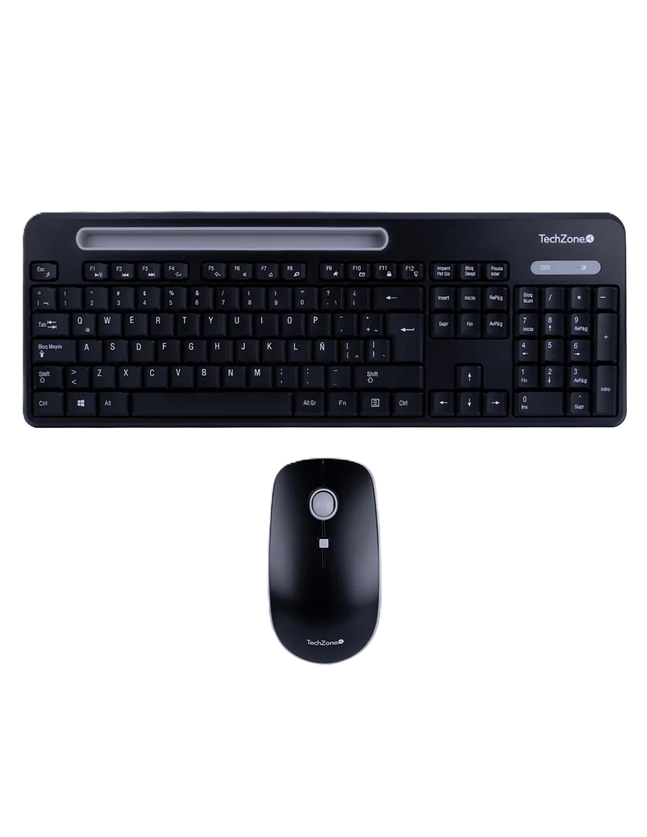 Teclado/mouse Techzone Tzcombina06 Inalambrico Ranura Soporte Gris