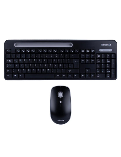 Teclado/mouse Techzone Tzcombina06 Inalambrico Ranura Soporte Gris