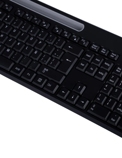 Teclado/mouse Techzone Tzcombina06 Inalambrico Ranura Soporte Gris