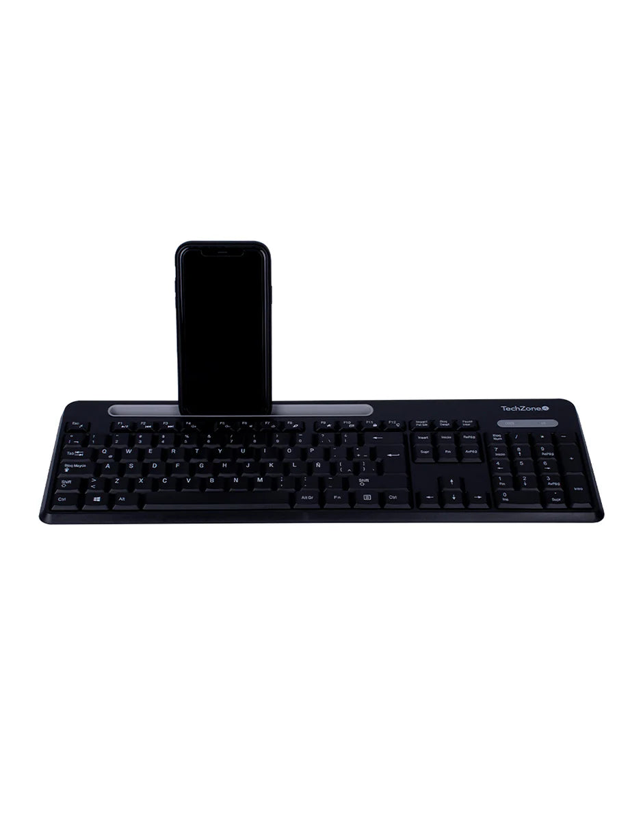 Teclado/mouse Techzone Tzcombina06 Inalambrico Ranura Soporte Gris