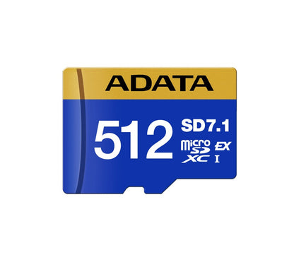 Memoria Adata Micro Sdxc Sd7.1 Express Tarjeta Premier Extreme 512gb C/adaptador, Para Camara,laptop,pc,nintendo Switch 2 (ud512gex3l1-c)