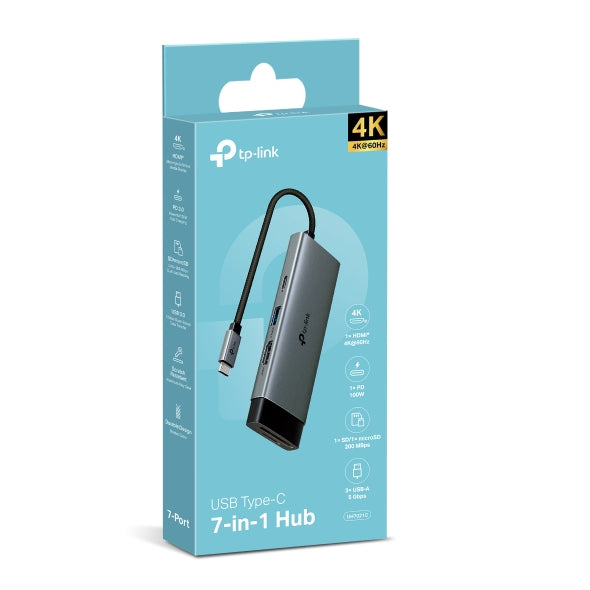 Adaptador Hub 6 En 1, 1 Puerto Usb-c Entrada, 1 Puerto Hdmi 4k, 1 Puerto Ethernet Gigabit, 1 Puerto Usb-c Y 2 Puertos Usb-a