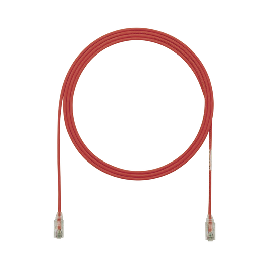 Cable de Parcheo TX6, UTP Cat6, Diámetro Reducido (28AWG), Color Rojo, 12ft