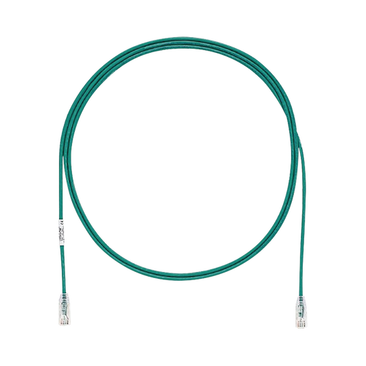 Cable de Parcheo TX6, UTP Cat6, Diámetro Reducido (28AWG), Color Verde, 7ft