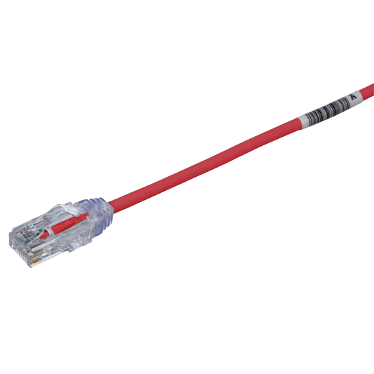Cable de Parcheo TX6, UTP Cat6, Diámetro Reducido (28AWG), Color Rojo, 8in (20.2cm)