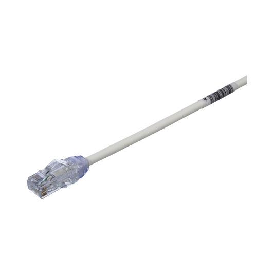 Cable de Parcheo UTP Cat6A, CM/LSZH, Diámetro Reducido (28AWG), Color Blanco Mate, 1ft